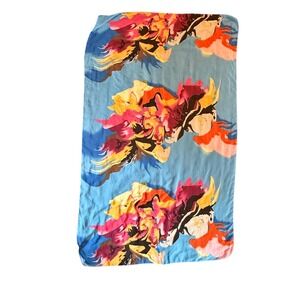 Abstract Floral Viscose Scarf Sarong Blue Pink Yellow Orange Wrap